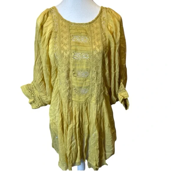 Free People Puff Sleeve Tunic with Pleated Design - Picture 7 of 7